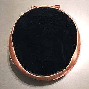 Vintage Black Velvet Hat with cinnamon satin bows